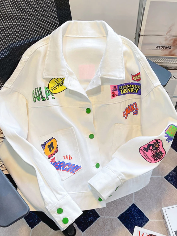 

Deeptown Denim Jackets Women Harajuku Streetwear Oversized Patchwork Varsity Coat Fashion Loose Casual BF Baseball Outwear Tops