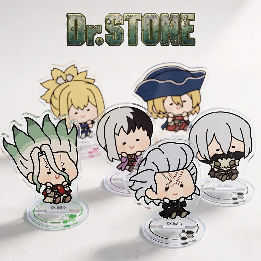 Фото Акриловая подставка-брелок с персонажами аниме Dr.STONE: Сенку Ишигами и Кохаку Ген Асагири, милая чиби-фигурка 10 см, модель для декора стола, коллекционный подарок №1