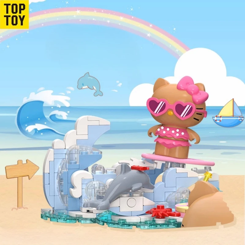Новинка TOPTOY Sanrio Binhai праздничный Конструктор из черной кожи HELLO KITTY Детская сборка
