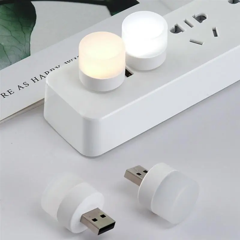 

4pcs Bedroom USB Power Saving Night Light Portable Mini Round Shape Light