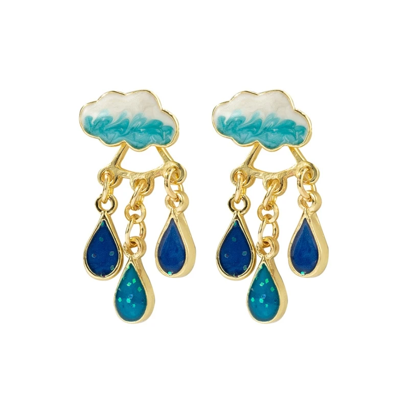

Weather Raindrops Stud Earrings for Statement Birthday Jewelry Gift Women