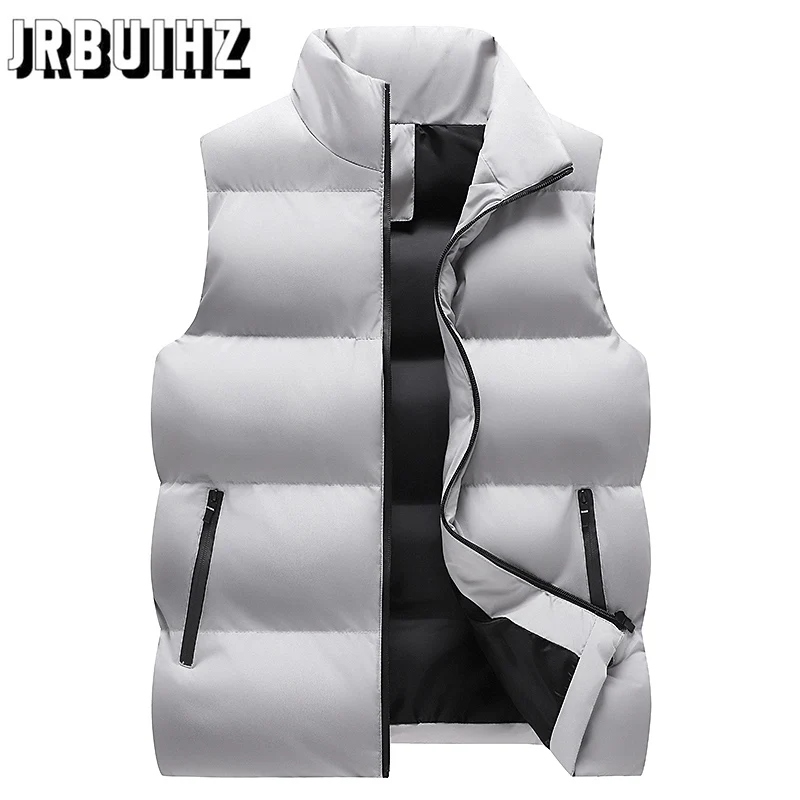 

FOJAGANTO Men's Autumn and Winter New Vest Korean Style Trendy Cotton Vest Solid Color Loose Stand Collar Jacket Vest for Men