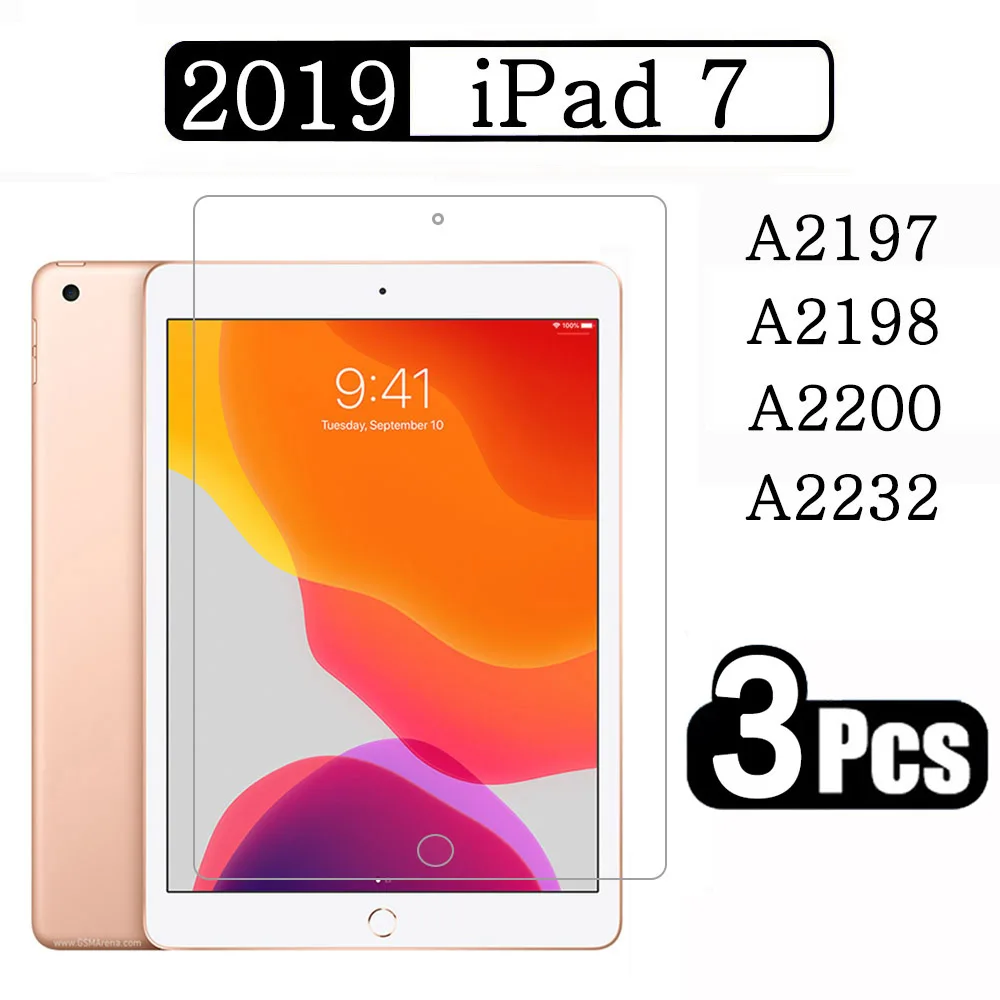 (3 упаковки) Закаленное стекло для Apple iPad 10,2 2019 7-го поколения A2197 A2198 A2200 A2232 Защитная пленка для экрана планшета