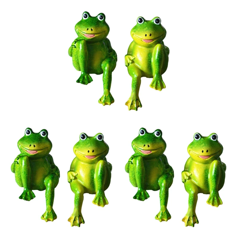 

6Pcs/Set Cute Resin Sitting Frogs Statue Outdoor Garden Store Decorative Frog Sculpture For Home Desk Garden Decor S2