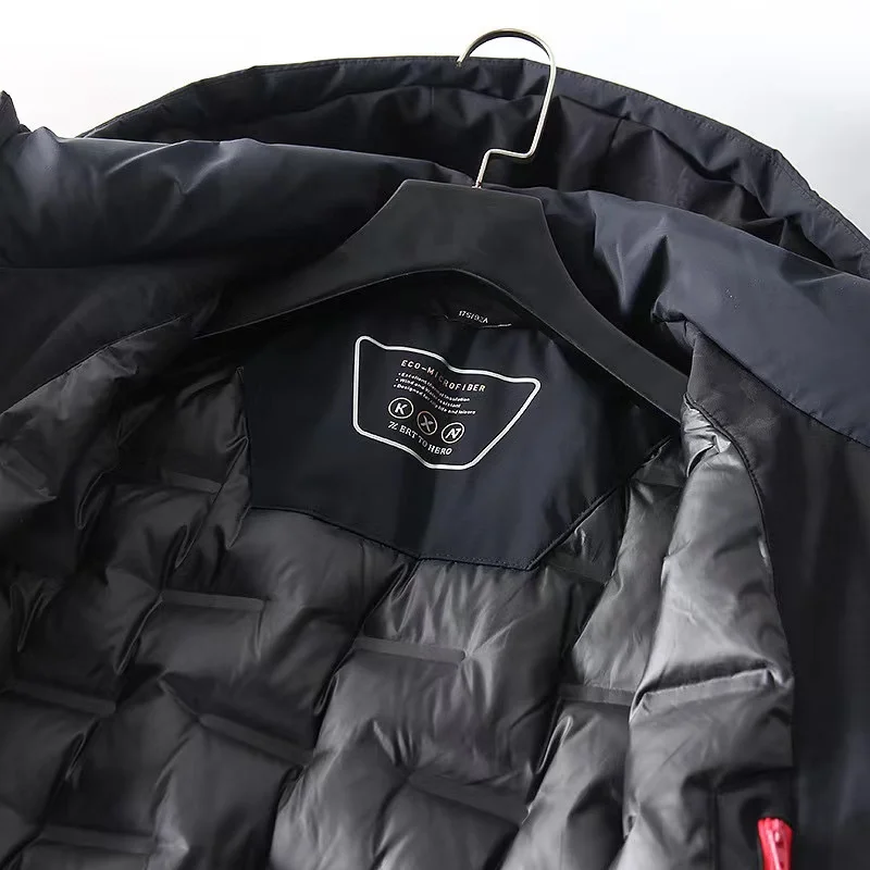 -20 Degrees High Quality Winter Men's Medium Length White Duck Down Jacket Business Casual Hooded Warm Coat