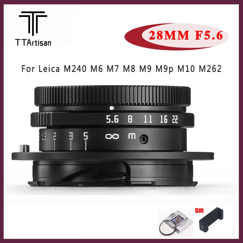 

TTArtisan 28mm F5.6 Full Fame Camera Lens for Leica M-Mount Cameras for Leica M-M M240 M3 M6 M7 M8 M9 M9p M10 Leica Lens Black
