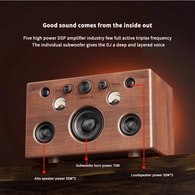 Фото 210 Вт 5,0 Hi-Fi динамик Саундбар Книжная полка Bluetooth-динамик Домашний кинотеатр Деревянные музыкальные колонки для ТВ ПК Сабвуфер Бас-эффект США №4