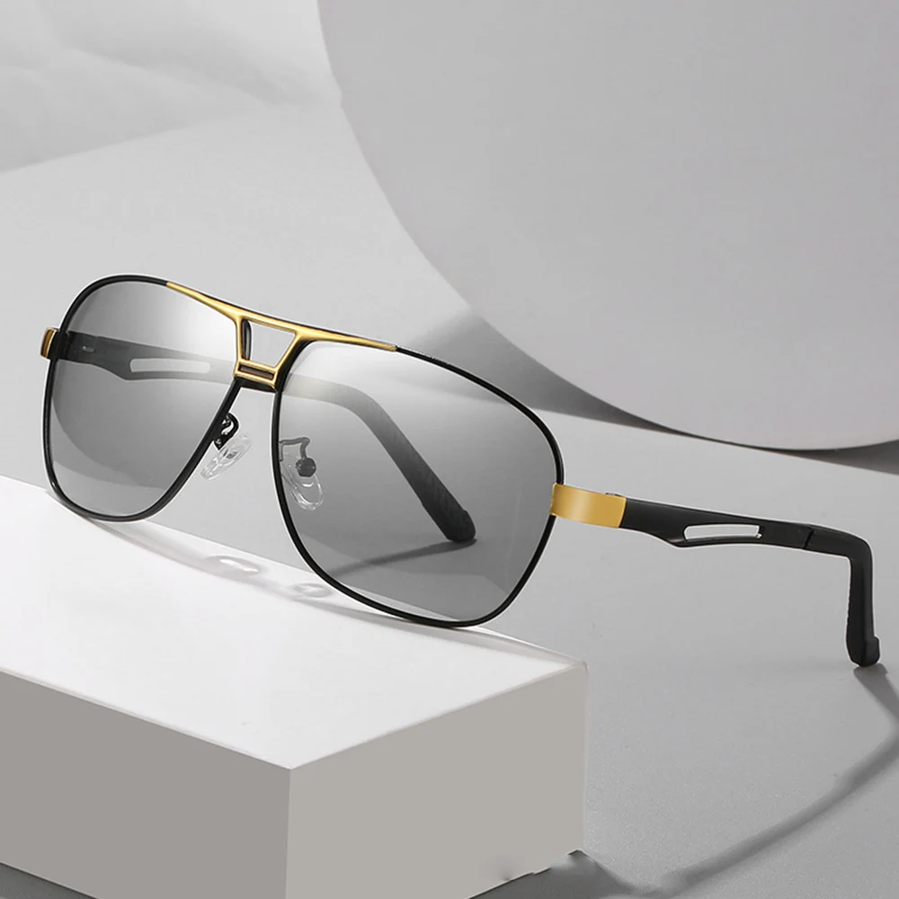 

Al-mg Alloy Classic Photochromic Grey Sun Glasses Polarized Mirror Sunglasses Custom Made Myopia Minus Prescription Lens-1to-6