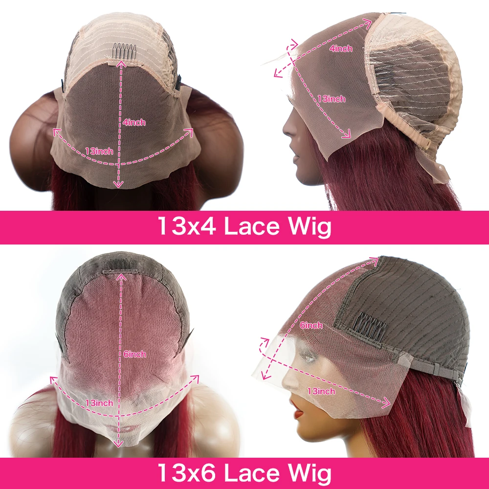 250 плотность глубокая волна 99J бордовый 13x4 человеческие волосы на шнуровке