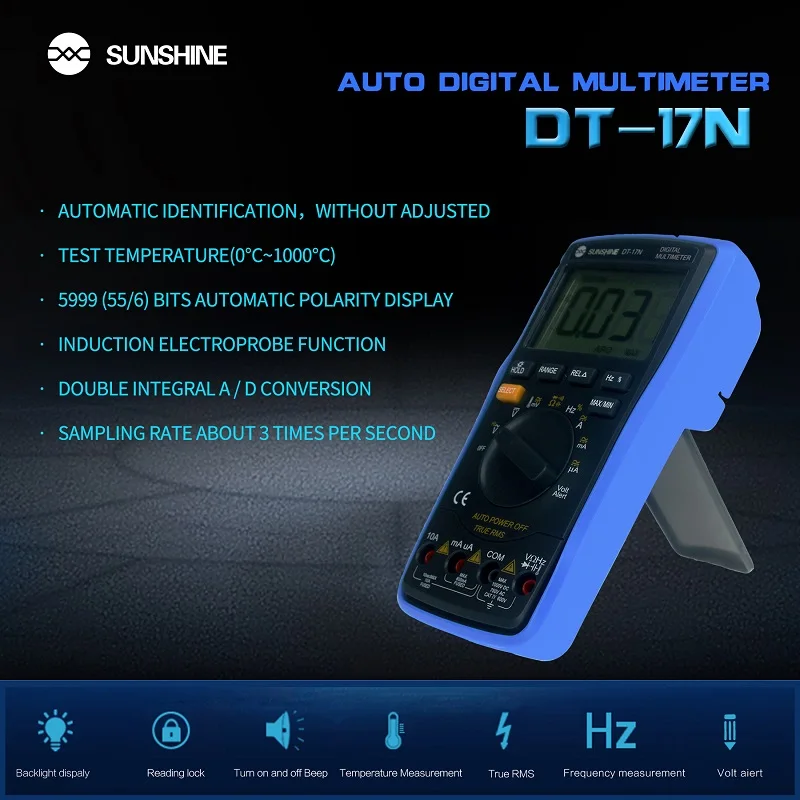 

SUNSHINE DT-17N High Precision LCD Display Digital Multimeter Automatic Digital Instrument Tester for Mobile Phone Repair Tools