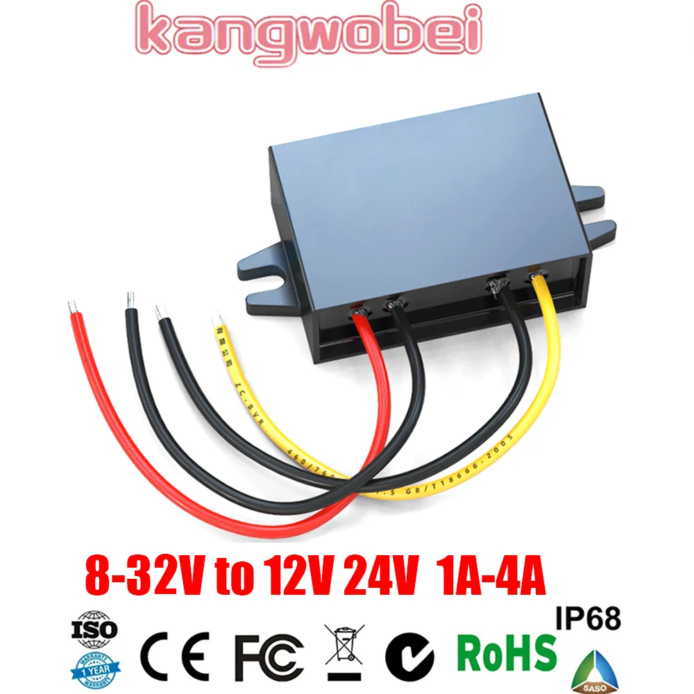 

5A 4A 1A 2A 3A 19V 30V 8-32V to 12V 24V Voltage Stabilizer Step-down/up Car Boat Power Supply Buck Boost DC DC Converter