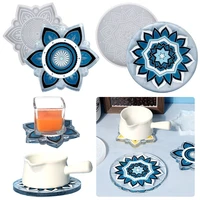 mandala round shape coaster resin silicone mold casting molds for diy traypressure plate mold
