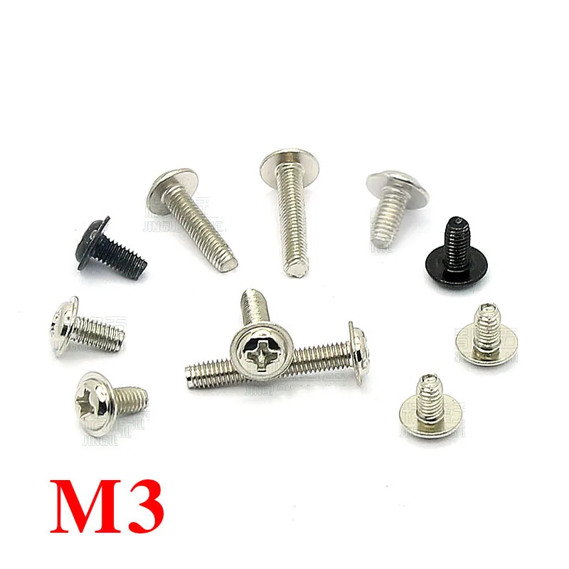 

M3 Medium Carbon Steel Self-locking Triangular Round Button Head With Washer Collar Bolt Self Tapping Screws L=4-18mm
