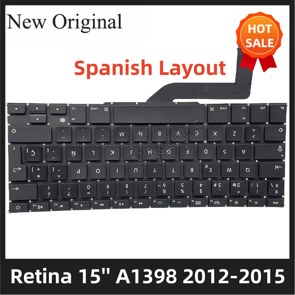 Клавиатура A1398 с испанской раскладкой SP Spain для Macbook Pro Retina 15 дюймов 2012-2015 EMC 2910 2909 2881