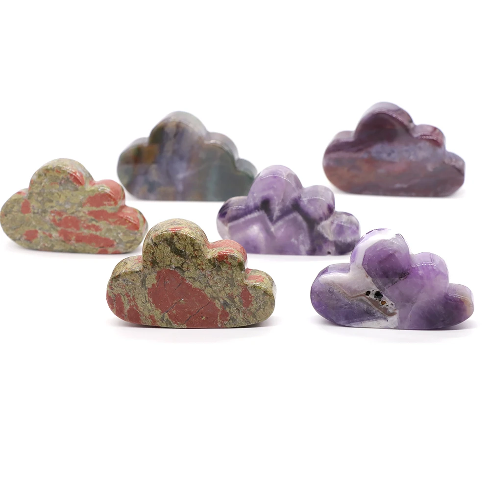 

3" Cloud Statue Natural Stone Carved Crystals Agate Quartz Healing Reiki Meditation Gemstone Massage Ornament Home Decor Craft