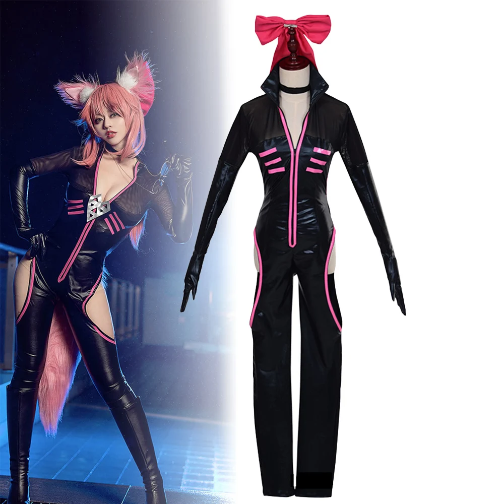 

Аниме Inu × Boku SS Fate Экстра косплей костюм тамамо no Mae черный облегающий комбинезон головной убор Хэллоуин