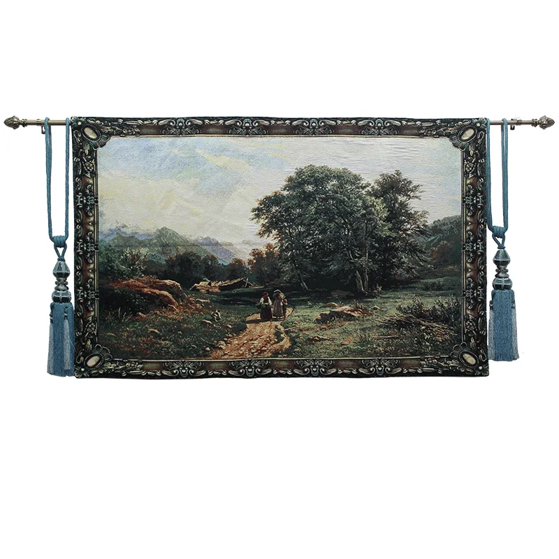 

Belgium Tapestry Jacquard Art Mural "Country Side" Pastoral Scenery Home Decor Wall Tapestry Living Room Background Wall Cloth