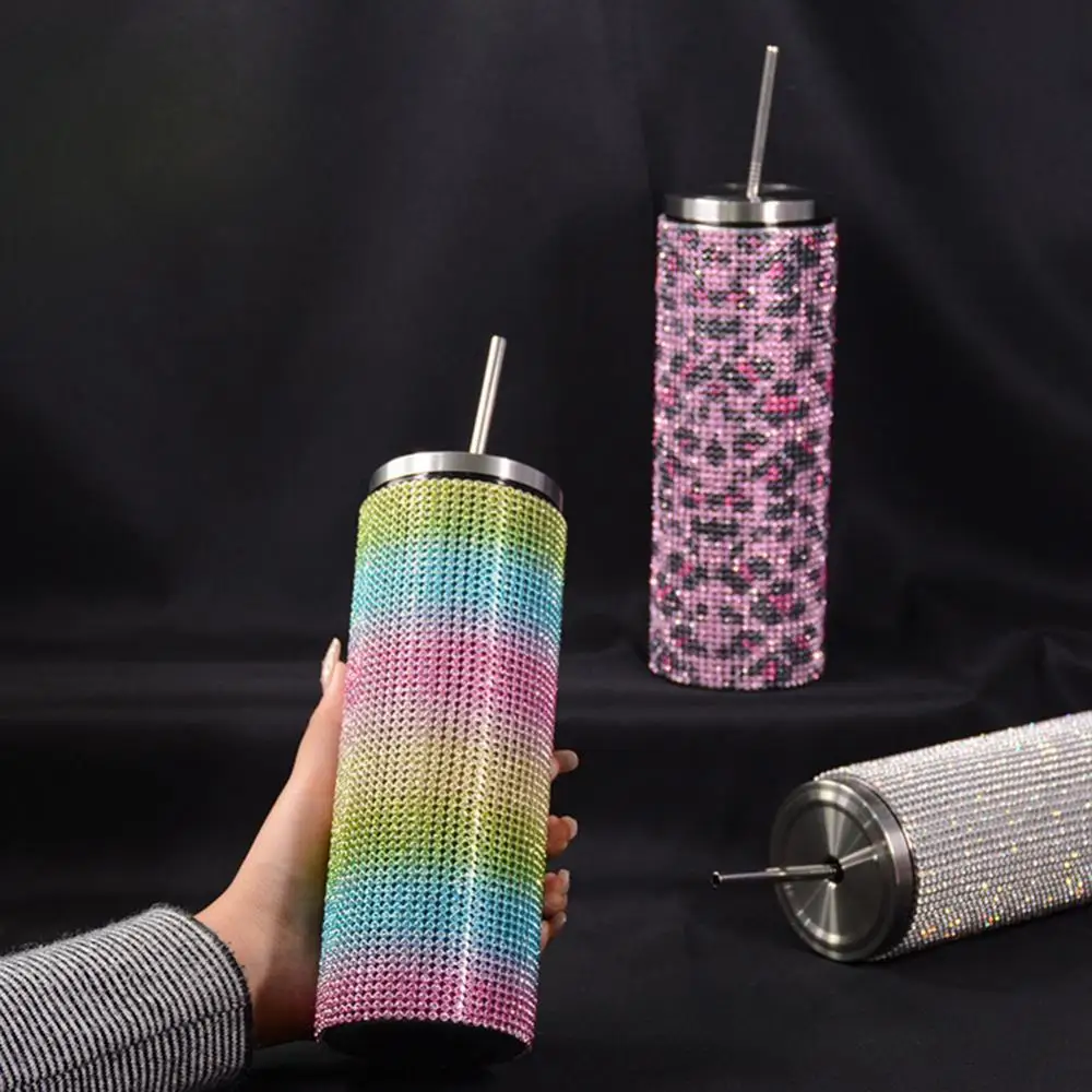 

Reusable Thermos Cups Insulation Function Vacuum Straw Bottle Non-toxic Eco-friendly Diamond Cup Washers For Chickens Straw Cups