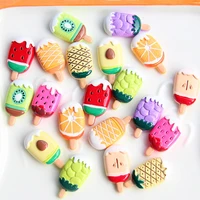 10pcs 31x15mm resin fruit popsicle diy mobile phone case childrens hair accessories refrigerator stickers accessories beads