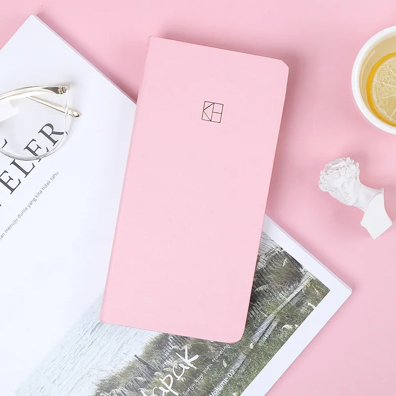 

2022 Hardcover Pure Pink Mint Weeks Planner Book 191*98mm Undated Yearly Monthly Weekly Plan+Grid Paper 88 Sheets