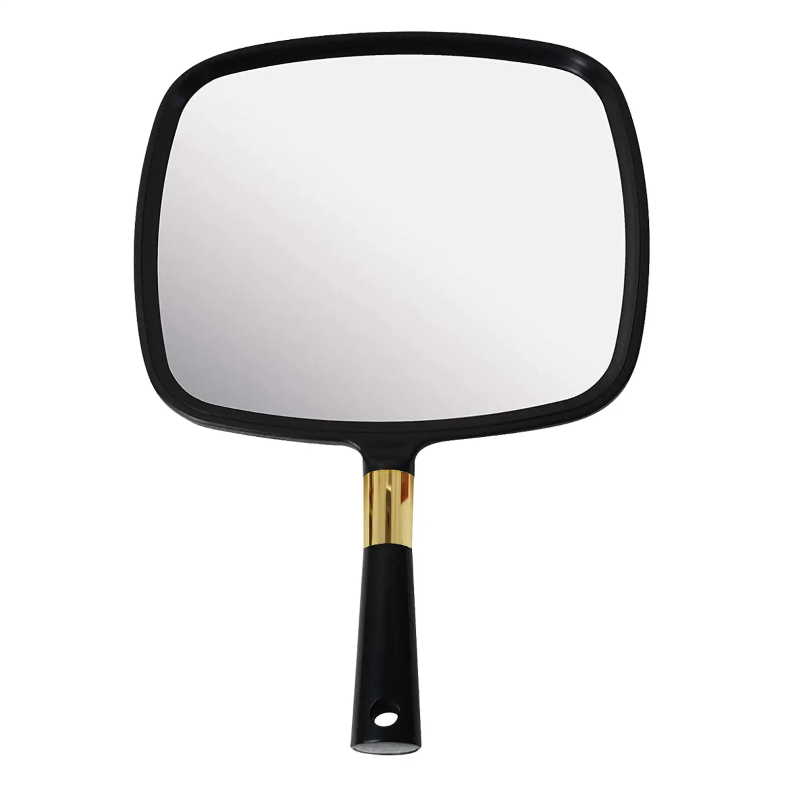 

HMTX Large Hand Mirror with Handle-Hang Handheld Mirror Hairdresser Mirror.(Black gold handle)