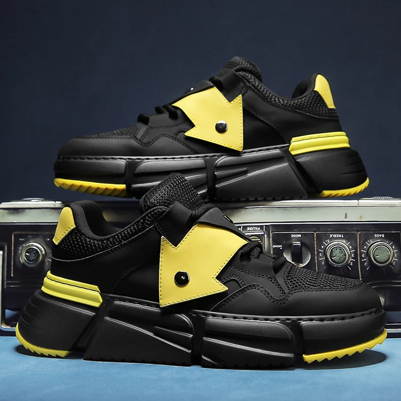 

Кроссовки мужские на платформе, дышащие сетчатые, на шнуровке, повседневная обувь, увеличивающие рост, черные