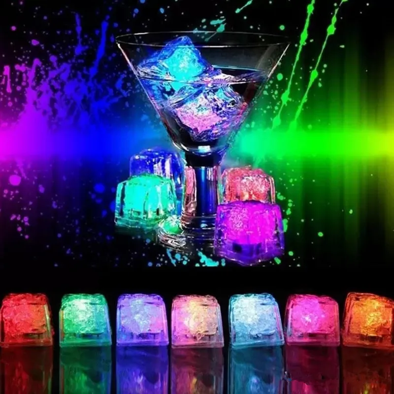 

LED Light Ice Cubes Luminous Night Lamp Party Bar Wine Glass Wedding Decoration Glowing Induction Water-Activated Flash Light
