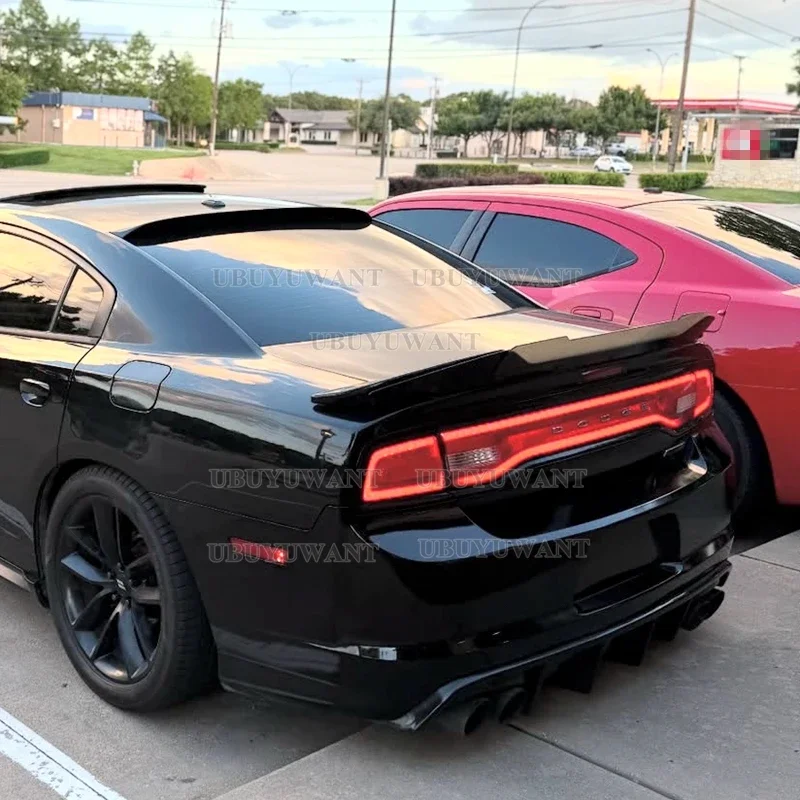 Фото Новый дизайн 2015-2019 года, спойлер на крышу заднего крыла для Dodge Challenger Charger SRT SXT R/T Pursuit от глянцевого черного цвета №3