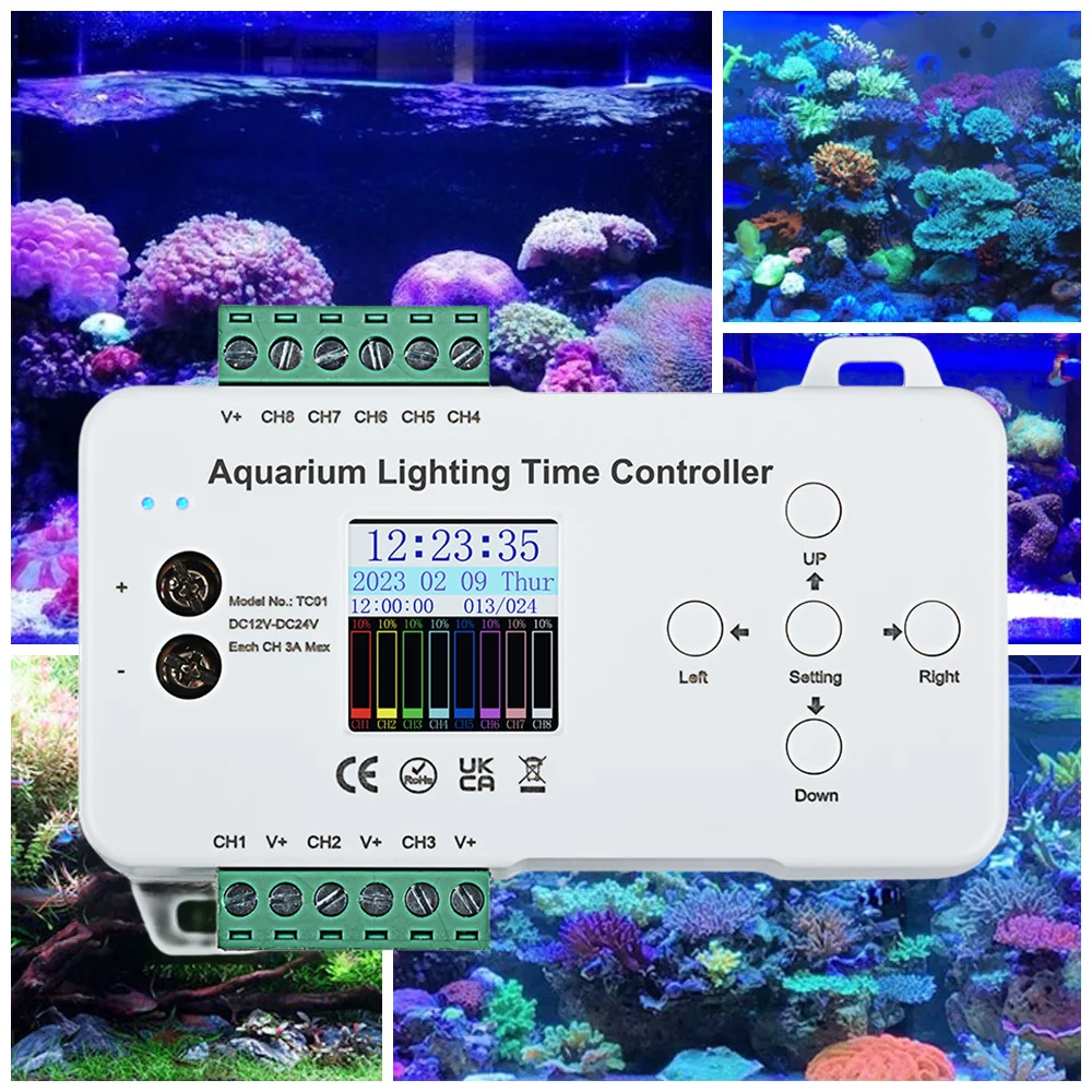Программируемый контроллер времени, 8 каналов, 12 В, 24 В, таймер, диммер для 5050, 3528, 2835, одноцветная RGB, RGBW, RGB + CCT, монолитная лента
