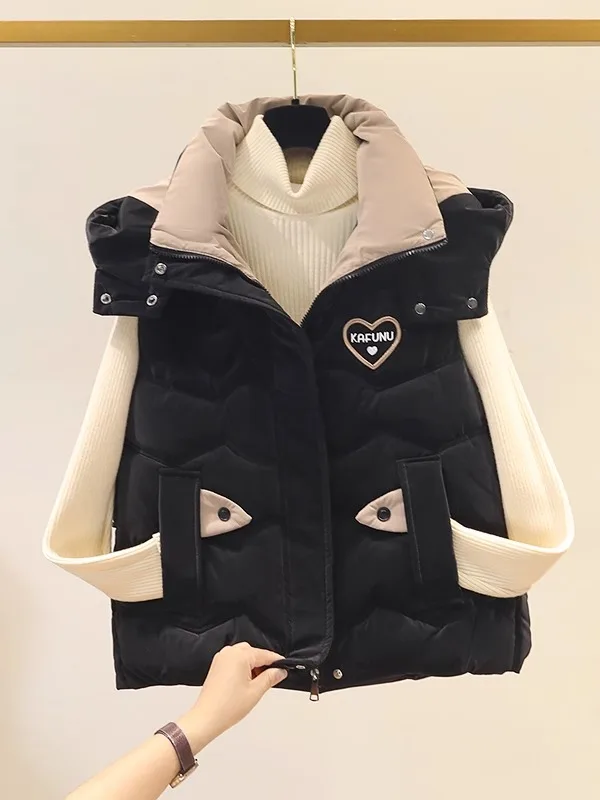 2024 Новый пуховый хлопковый жилет для женщин свободный корейский на осень и зиму с