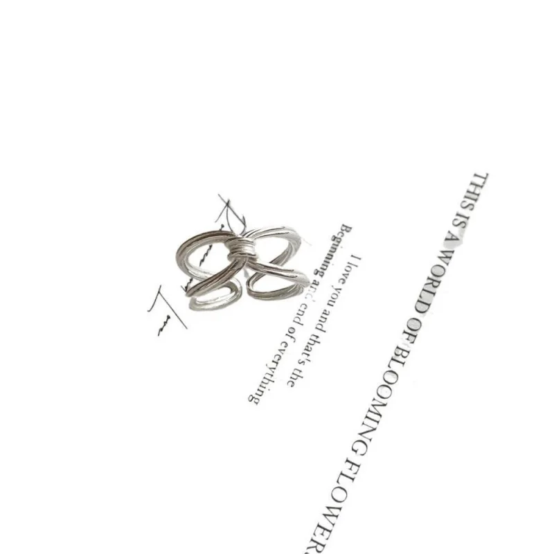 S925Женские двухслойные кольца из стерлингового серебра с полыми кольцами