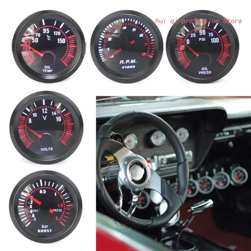

Car Gauge 2" 52mm Bar Turbo Boost Gauge -1~2 Bar Vacuum Press Meter H8WE