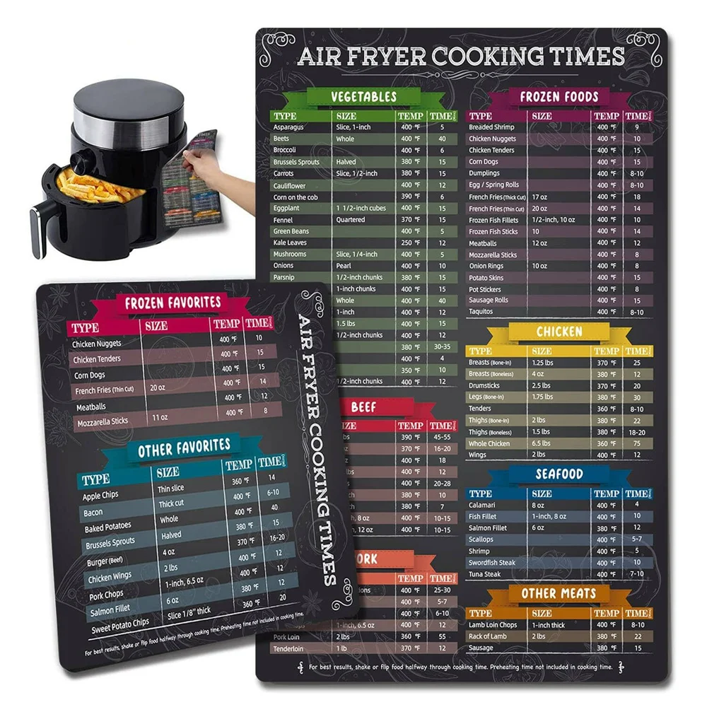 

New Air Fryer Cookbook Magnetic Cheat Sheet Food Pro Recipes Cooking Schedule Quick Reference Guide Kitchen Accessories