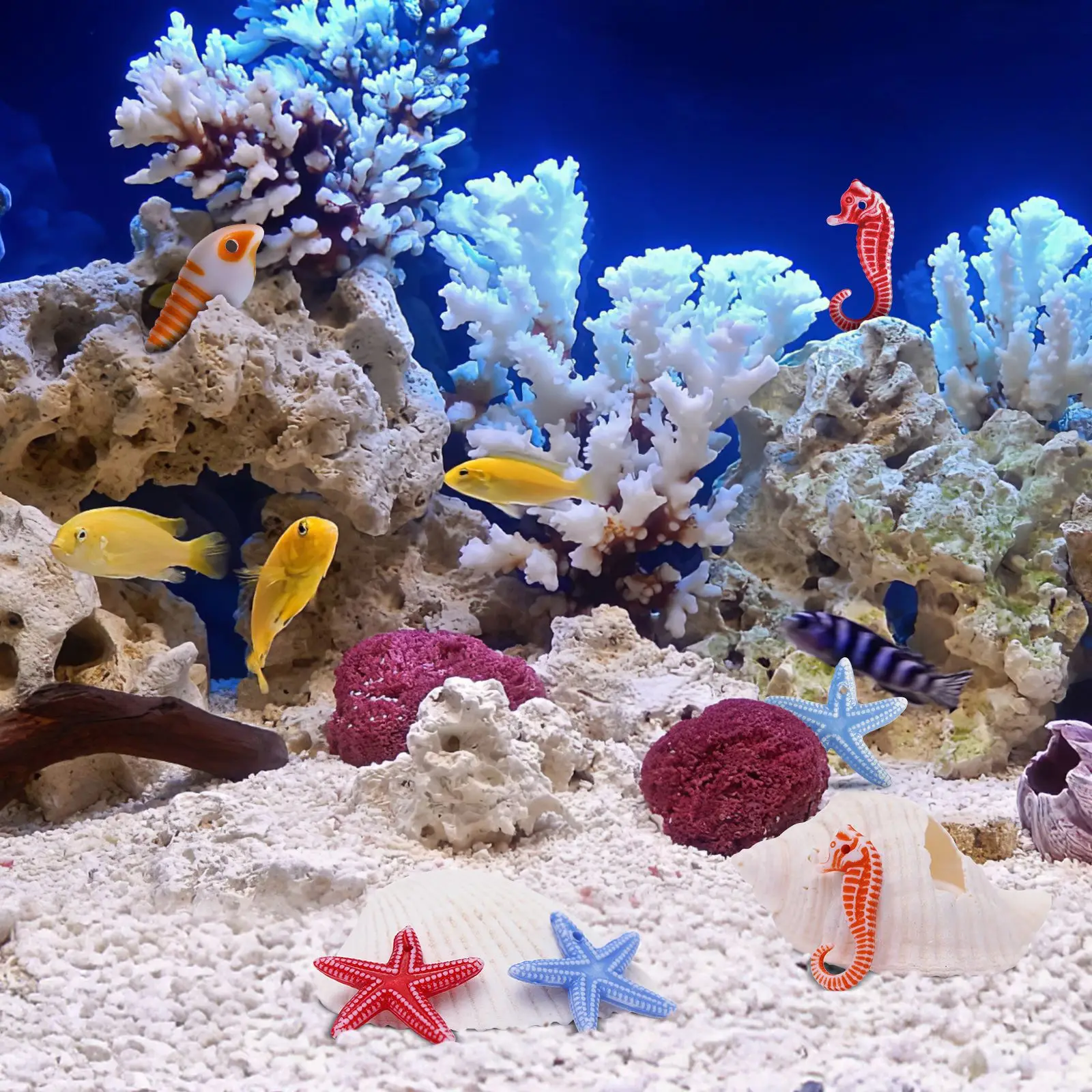 

48pcs Mini Sea Animals Decorations Micro Landscape Ornaments Resin Sea Animals Decor Conch Mediterranean Decor(Random Color)