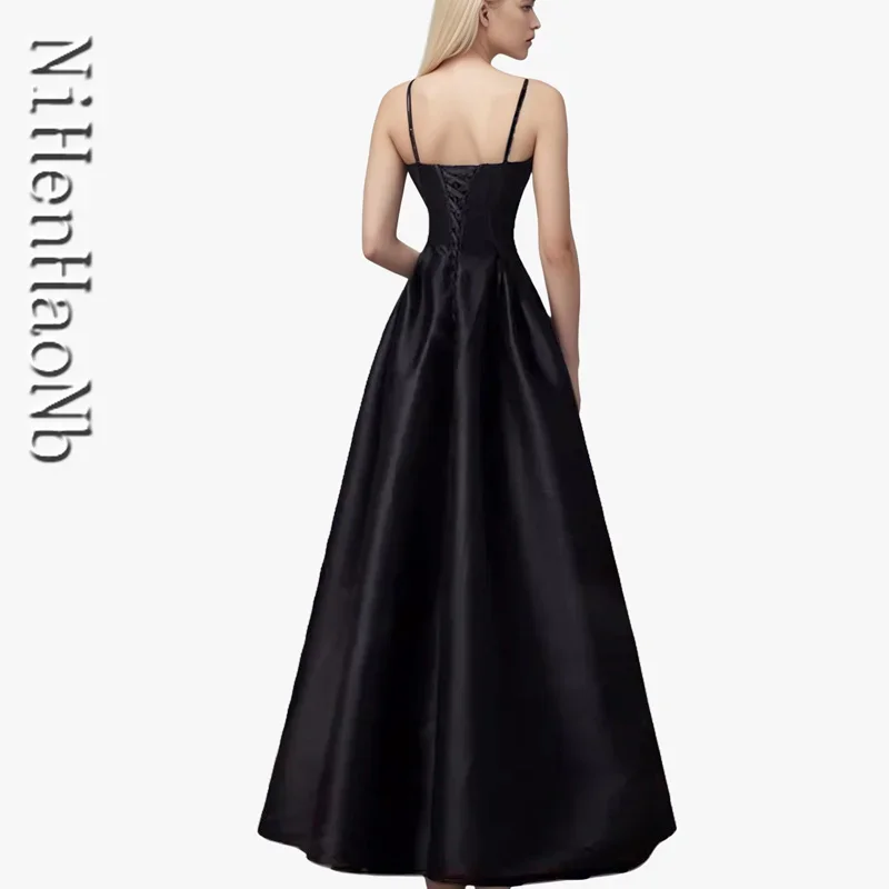 Роскошное 2024 новое французское вечернее платье на бретельках женское тонкое