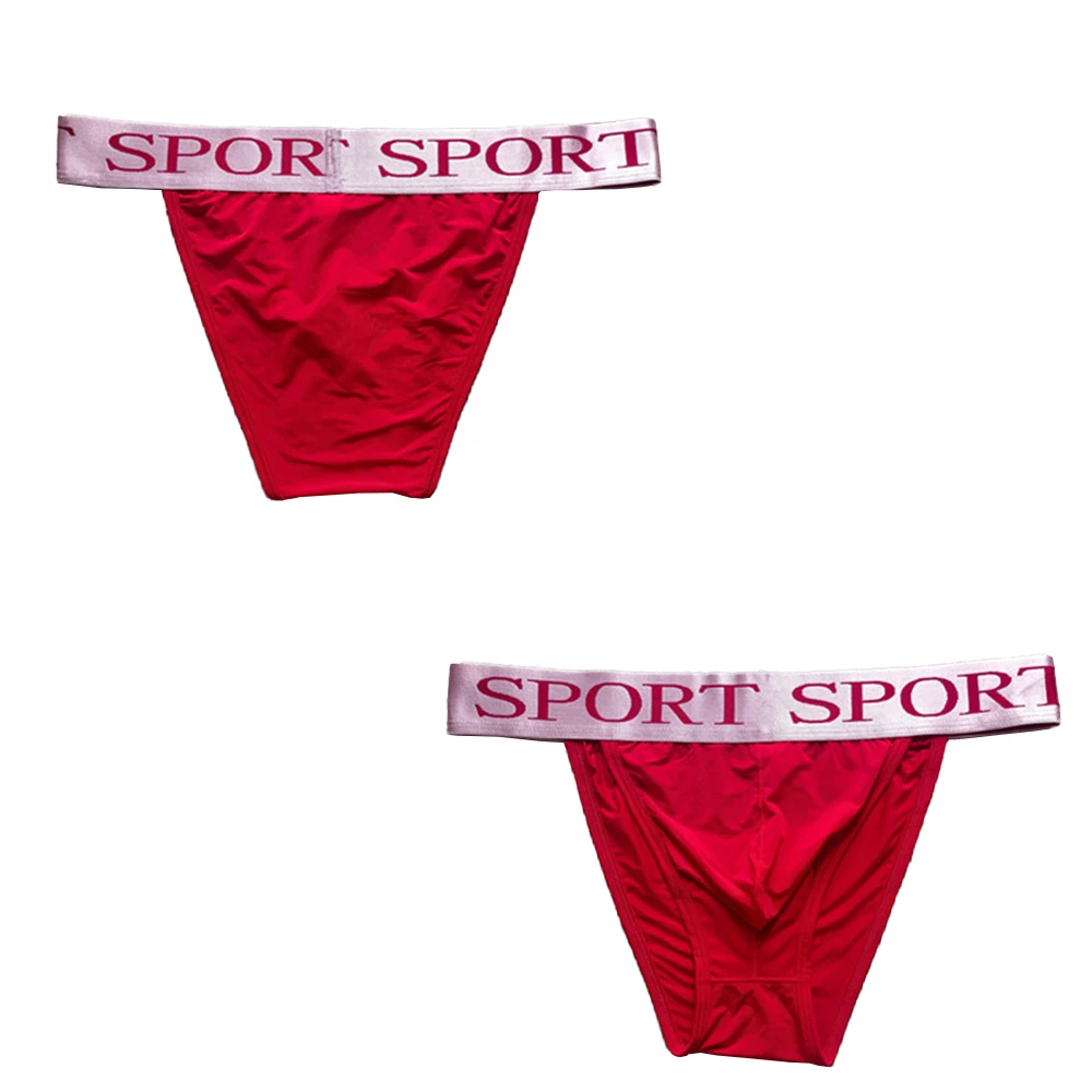 

Fashion Elastic Men Smooth Soft High Cut Briefs Sexy Ice Silk Underwear Pouch Comfy Panties Thin Breathable Swimwear Trunks