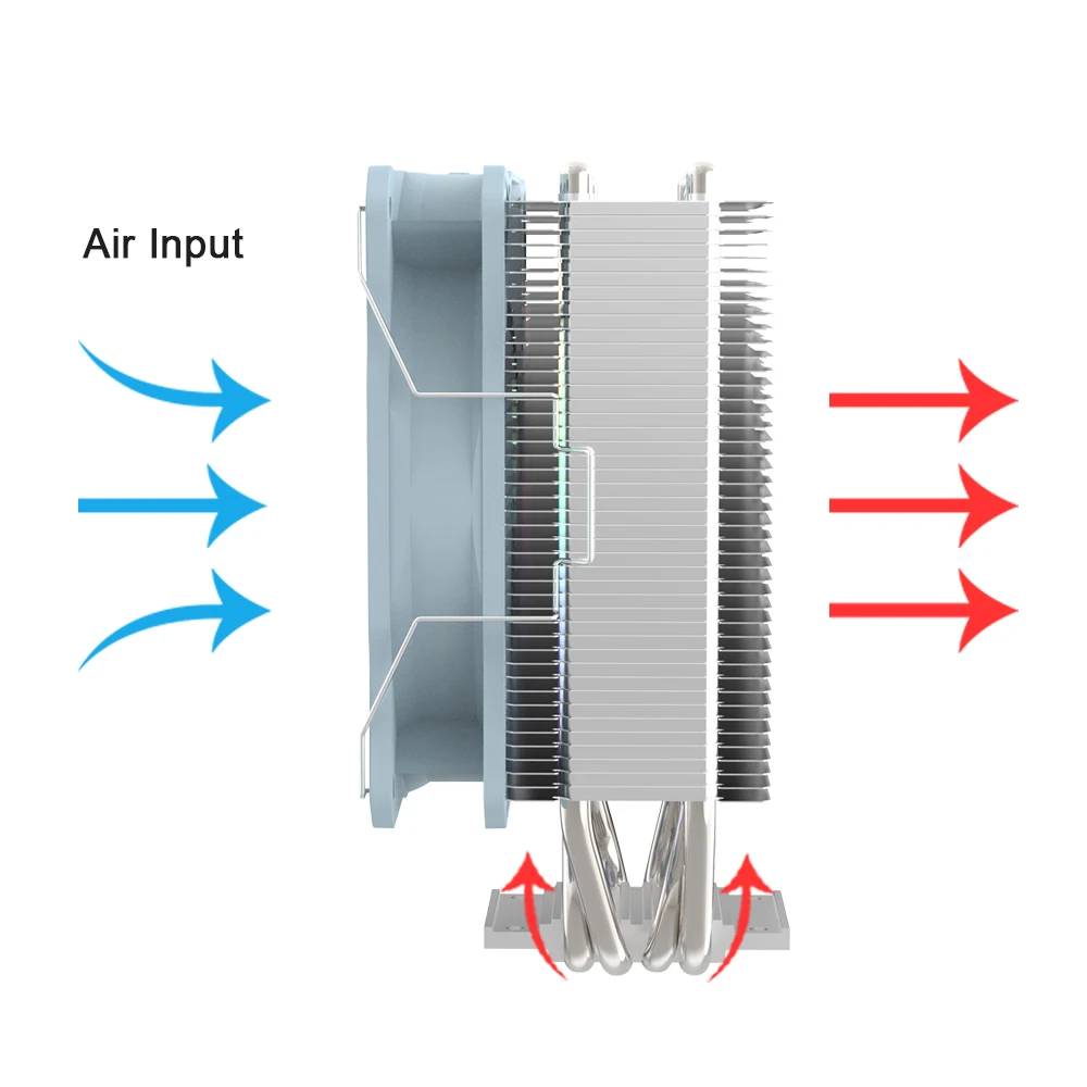 Кулер для процессора Aigo ARGB 4 тепловые трубки контакта ШИМ ПК тихий вентилятор 120