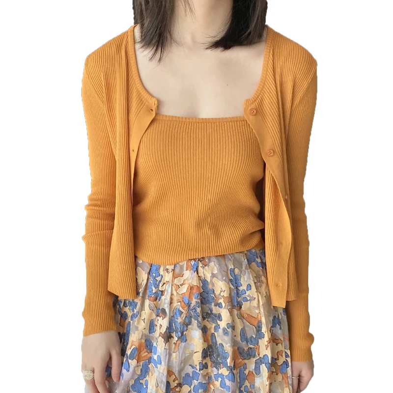 

Весенняя одежда, костюм 2022, Повседневные свитера в полоску, кардиган, пальто, женские вязаные женские комплекты из двух предметов