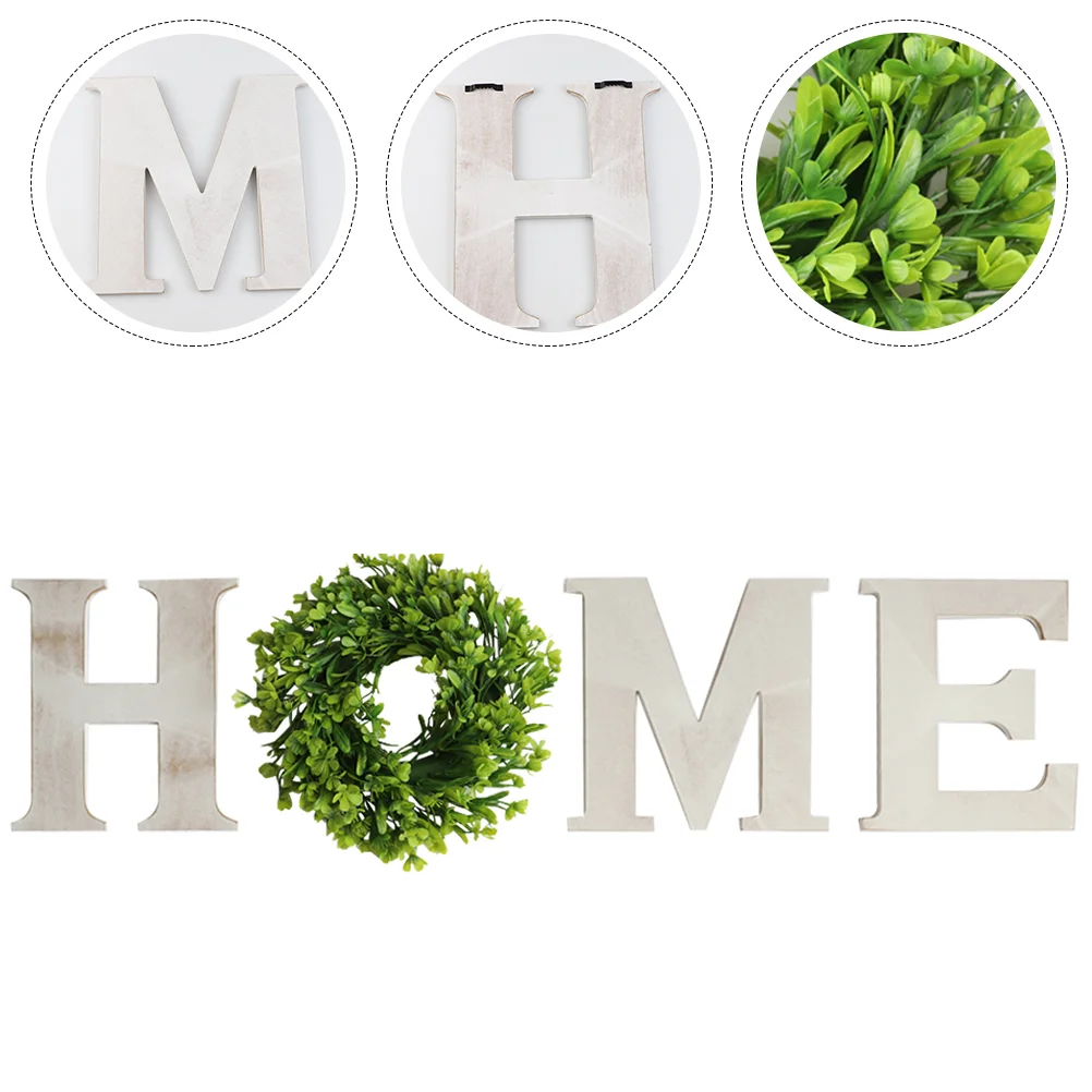 

Decor Wall Home Sign Rustic Hanging Letters Room Wooden Livingbedroom Wood Wreath Letter Signs Artificial Decorative Eucalyptus