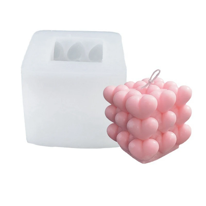 

Love Heart 3D Silicone Candle Mold Heart-Shaped Candle Making Chocolate Soap Resin Mold Scented Handmade Square Mold