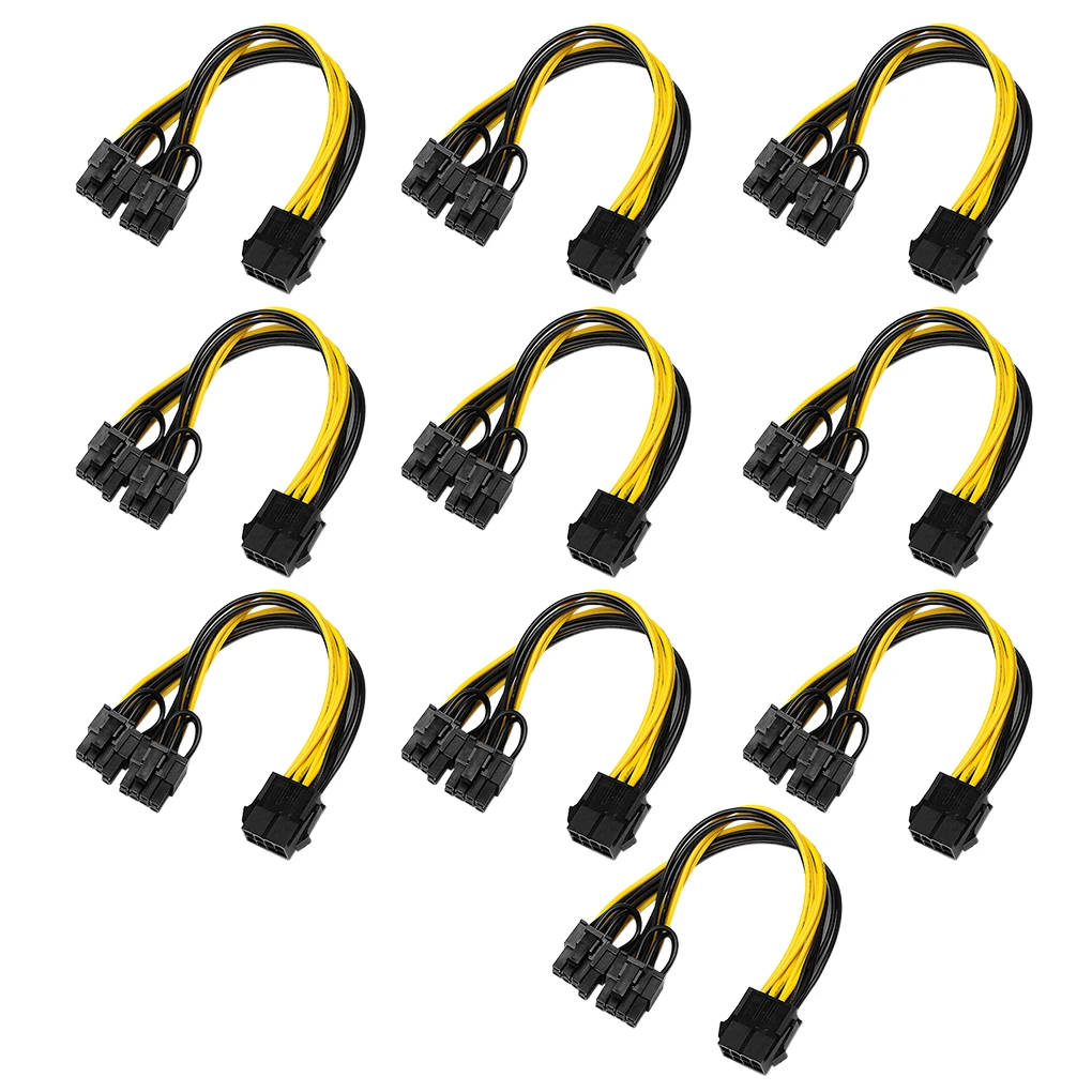 

10pcs Power Cables 8 Pin to Dual 8 Pin Express Splitters GPU CPU Portable Converter Cables