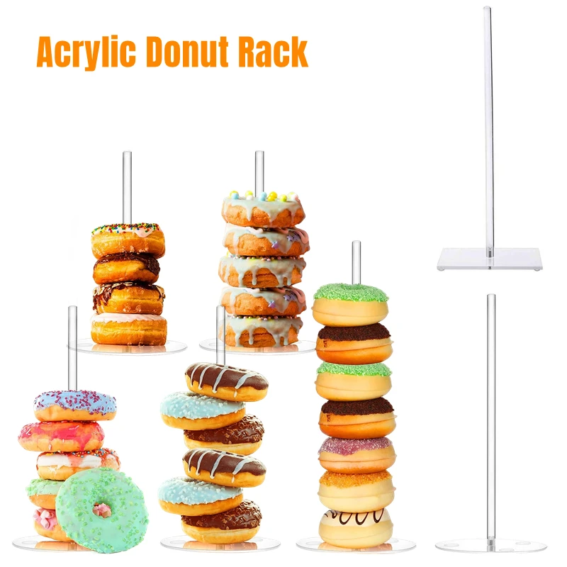 

1PC Acrylic Donut Stands Clear Bagels Holder Doughnut Dessert Stand Table For Wedding Birthday Party Treat Display Decoration