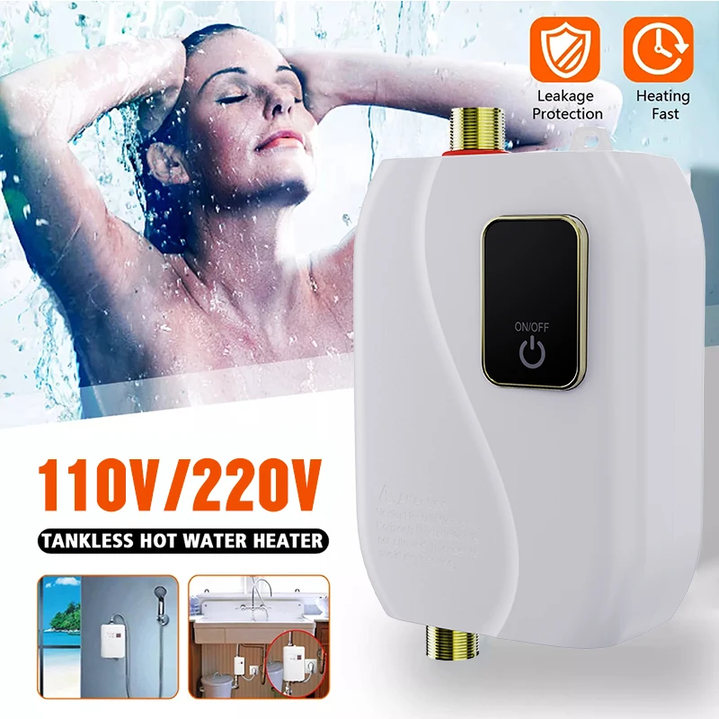 

110V/220V Electric Water Heater Bathroom Kitchen Wall Mounted Instant Heating Water Heater 3S Hot Shower LCD Temperature Display