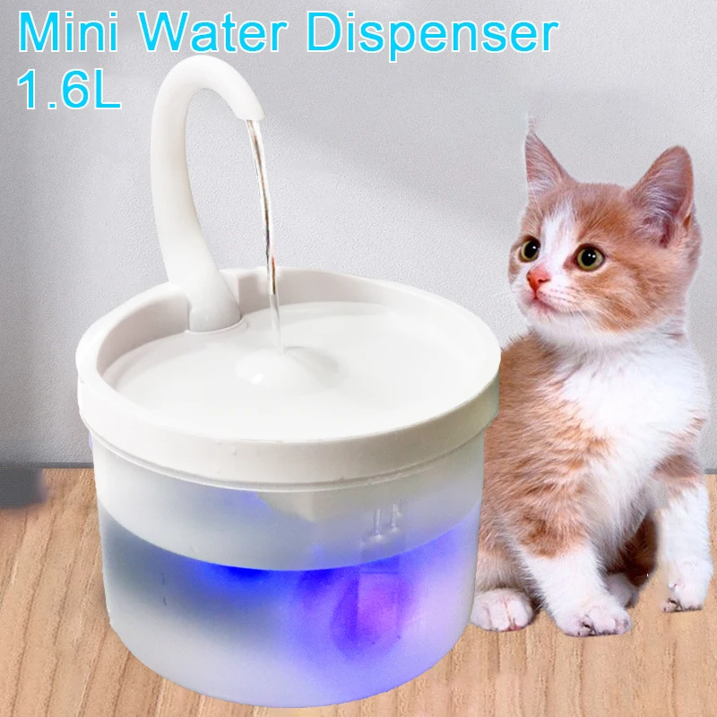 

Mini Cats Fountain Automatic Sensor kitten Drinking Water Fountain With Filter Element LED Light Pet Water Dispenser