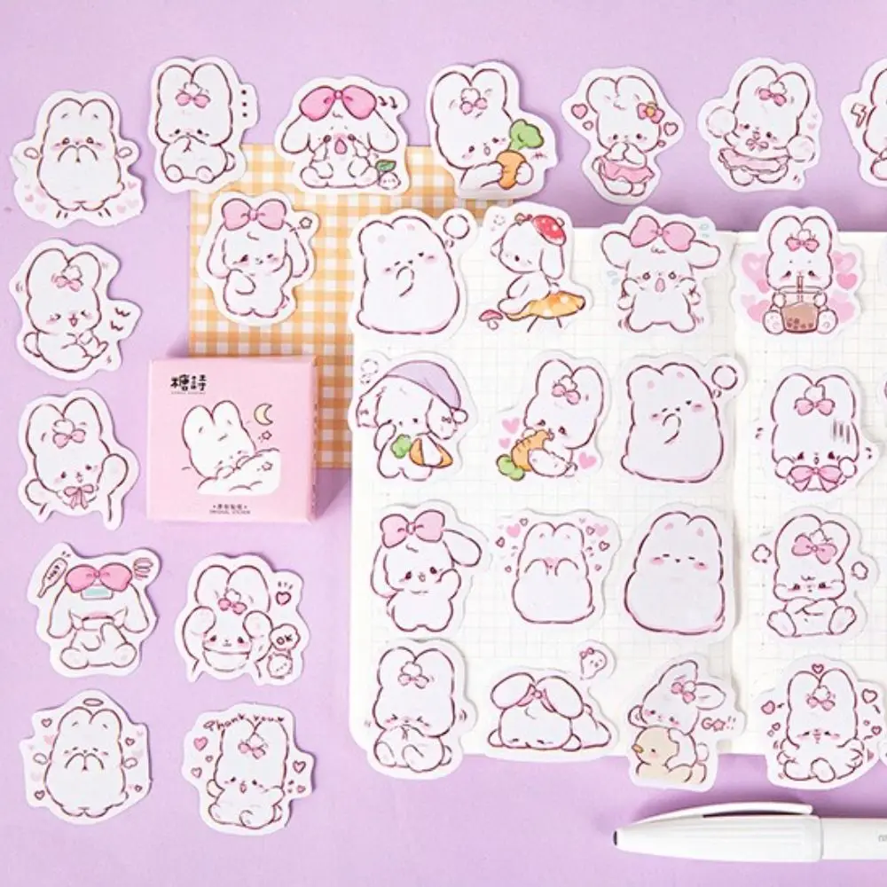 

Girls Rabbit Adhensive Albums Mobile Phone Notebook Diary Stickers Cartoon Labels Sealing Stickers Decorative Stickers