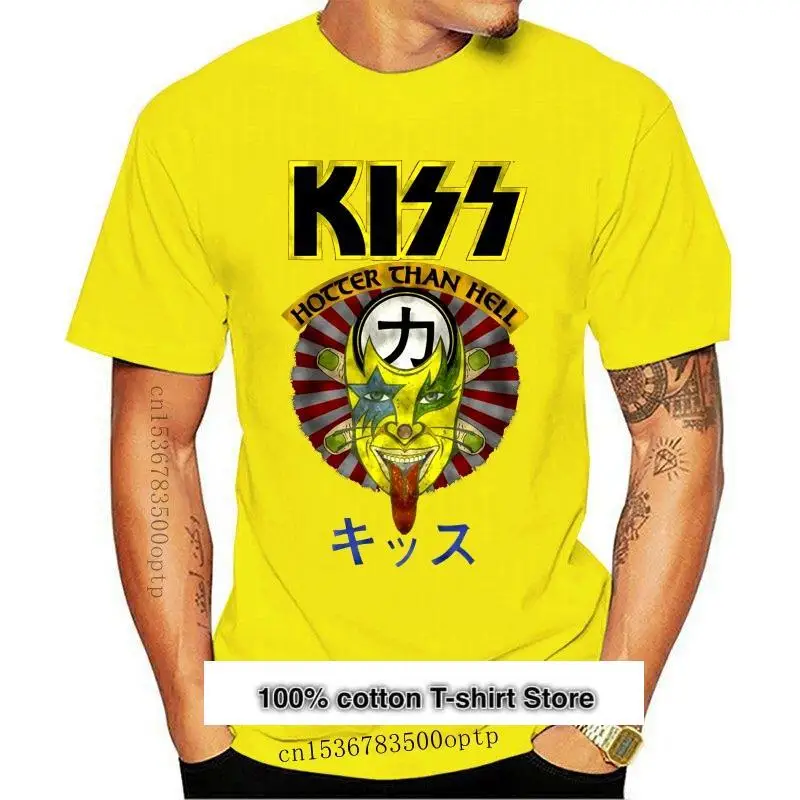 

Camiseta negra de la banda del Rock, camiseta divertida Harajuku, beso más caliente que el diablo S M L Xl, camiseta Xxl