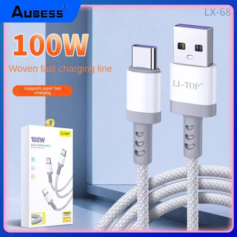 

100W High Power Woven Nylon Mobile Phone Data Cable Charging Line For OPPO Iphone Xiaomi PD Flash Data Cable Charging Adapter