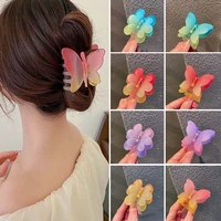 new frosted butterfly hair claw gradient color hair clips crab hairpin tie dye styling claw for women chic hair accessories gift