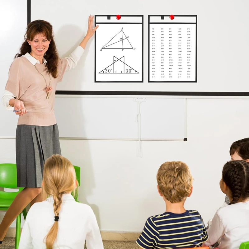 Dry Erase Pockets - Reusable Writing And Wiping For Teachers School Classroom Supplies Office Worksheets