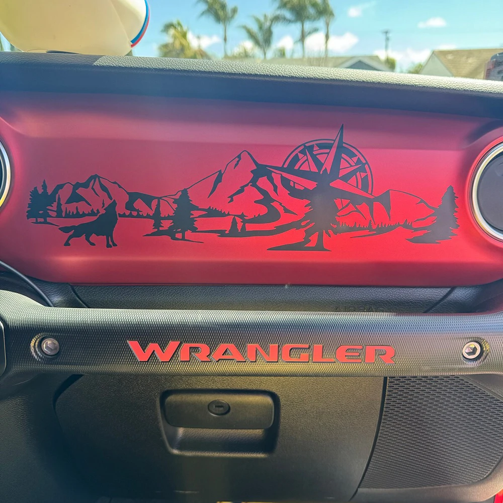 

Волк Гора с компасом, виниловые наклейки и наклейки на приборную панель автомобиля для Jeep Wrangler JL/Jeep Gladiator JT 2018+